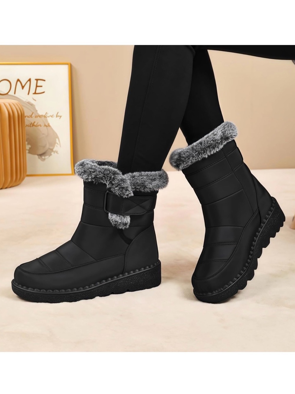 Waterproof Winter Women Shoes Snow Boots Fur-lined Slip On Warm Ankle 40 US 9.5
